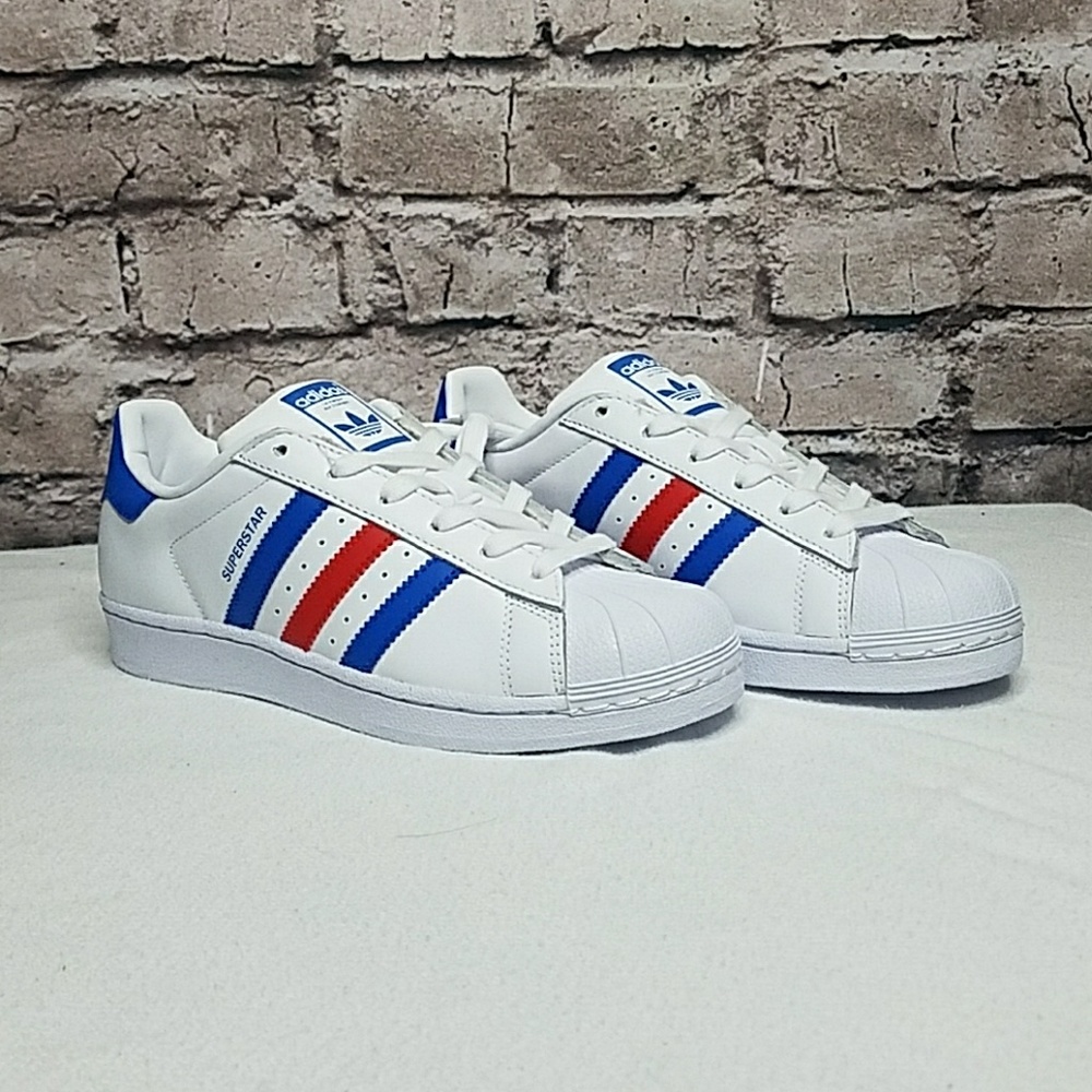 Adidas Superstar blue red classic style sneakers